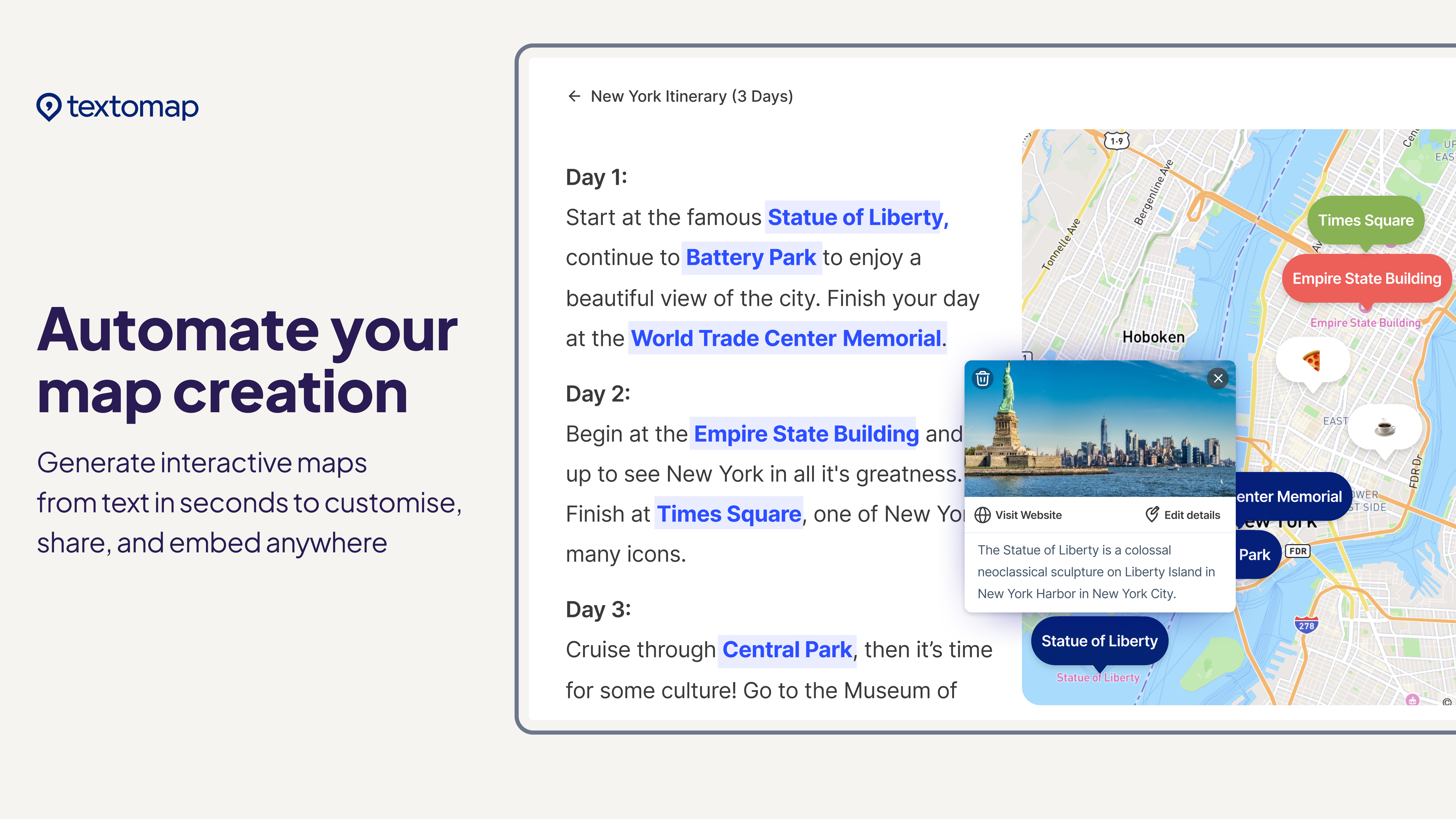 Textomap | Turn text into interactive maps in seconds